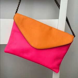 J. Crew Pink and Orange Clutches Vibrant Minimalist Design